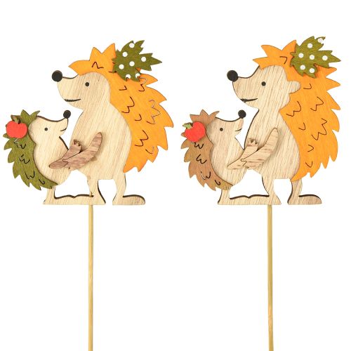 Article Bouchon de fleur hérisson avec enfant décoration d&#39;automne bois 8,5cm 8 pcs
