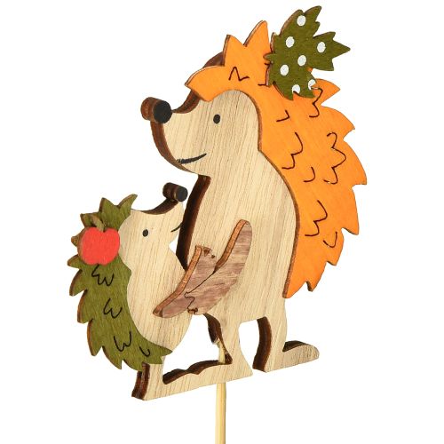 Article Bouchon de fleur hérisson avec enfant décoration d&#39;automne bois 8,5cm 8 pcs