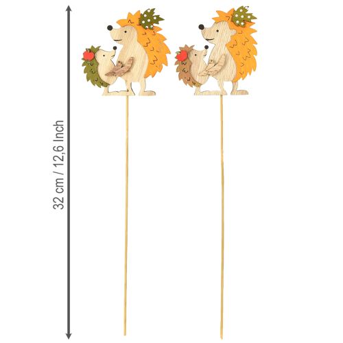 Article Bouchon de fleur hérisson avec enfant décoration d'automne bois 8,5cm 8 pcs