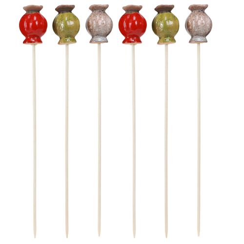 Article Bouchon à fleurs en céramique décoration coquelicot 3 couleurs Ø3,5cm 6 pcs
