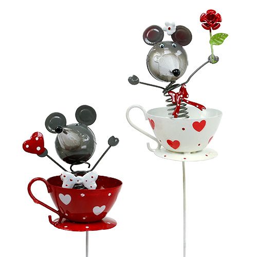 Souris métallique sur tige 10cm L33cm 2P