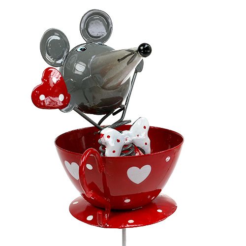 Floristik24 Souris métallique sur tige 10cm L33cm 2P