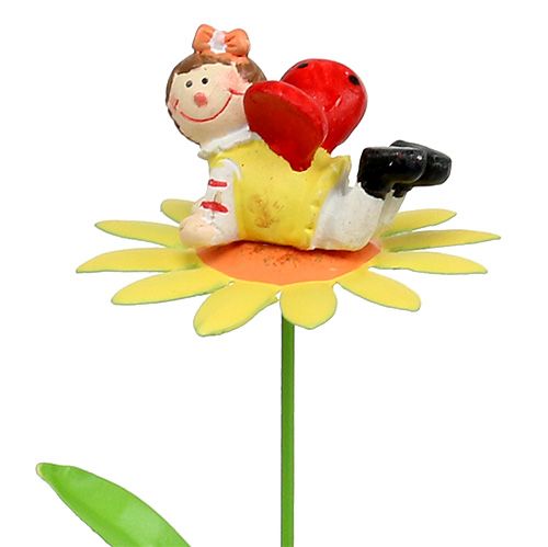 Floristik24 Pique florale en métal avec fleur 6,5 cm L. 32 cm 4 p.