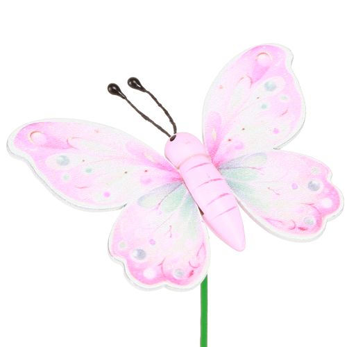 Article Bouchon de fleur papillon rose vert orange 8x5,5cm 16 pcs