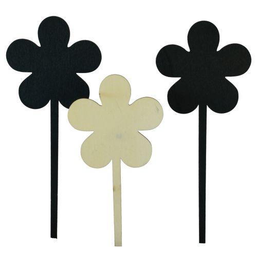 Floristik24 Bouchon à fleurs mini panneaux bois noir Ø10cm 6pcs