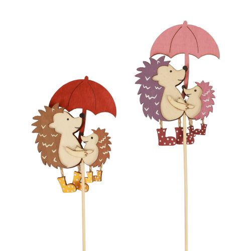 Floristik24 Bouchon de fleur décoration hérisson d&#39;automne bois violet, marron 7,5×8cm 8 pcs