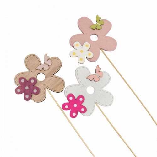 Article Bouchons fleur bois fleur papillon coloré Ø10cm 12pcs