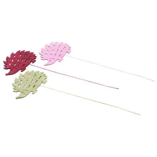 Floristik24 Bouchon de fleur bouchon décoratif en bois décoration hérisson couleur 10x7cm 18 pcs