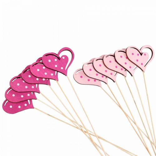 Article Bouchon de fleur Bouchon décoratif fête des mères coeur rose 7cm 12 pcs