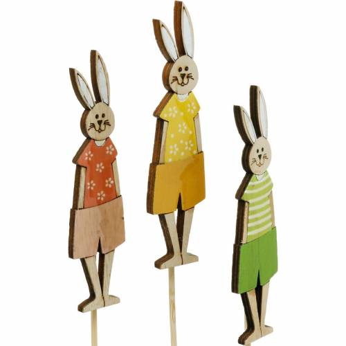 Article Bouchon de fleur Lapin de Pâques sur un bâton Bouchon de décoration de lapin en bois Décoration de Pâques 9pcs