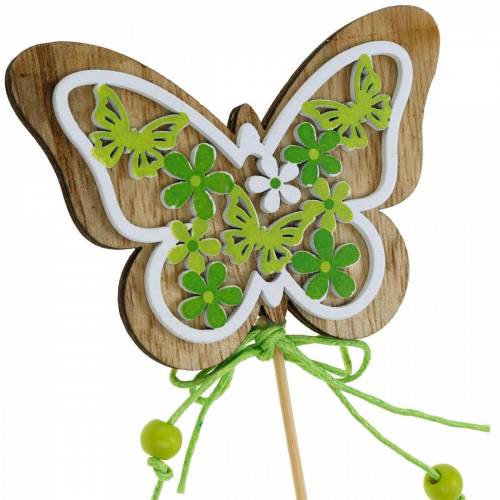 Bouchon de fleur papillon bois décoration de ressort sur tige 12pcs
