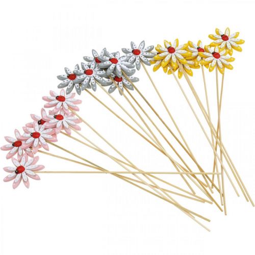 Floristik24 Bouchon décoratif fleurs avec coccinelles décoration printanière bois Ø5cm 18 pcs