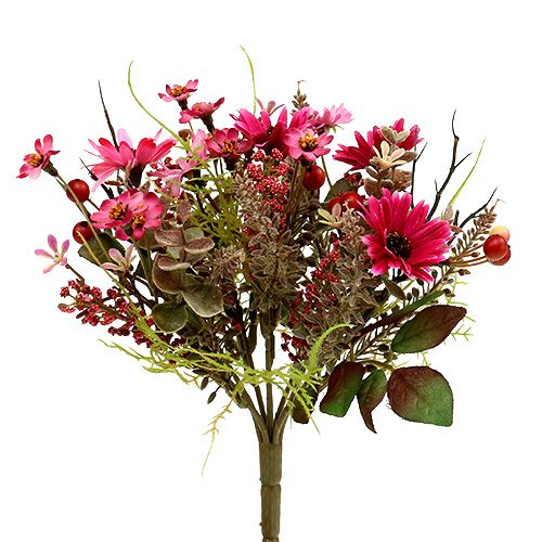 Floristik24 Bouquet de fleurs fuchsia avec baies Ø 20 cm H 24 cm