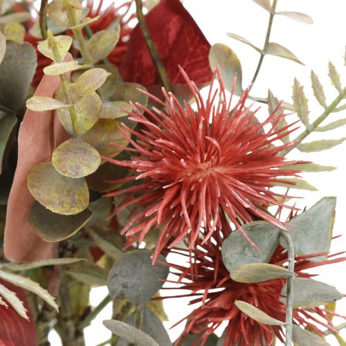 Bouquet fleurs artificielles eucalyptus chardon décoration florale 36cm
