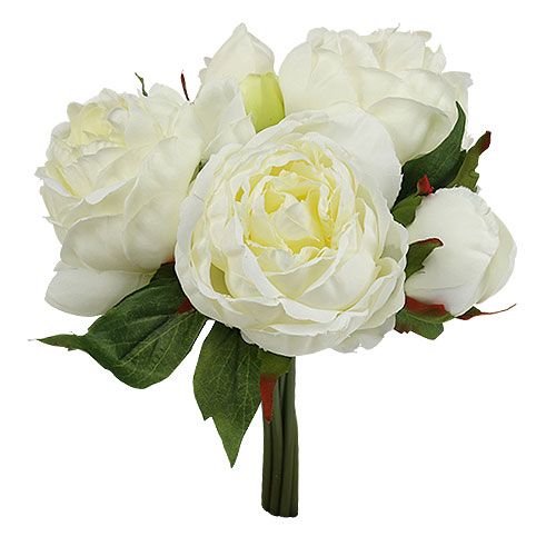 Floristik24 Bouquet de roses de Pentecôte blanc L 30 cm