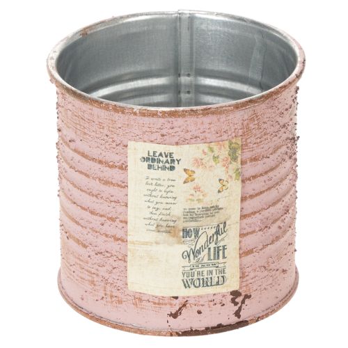 Floristik24 Pot de fleurs décoratif rond en métal antique rose, Ø8 cm H7,5 cm