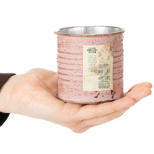 Article Pot de fleurs décoratif rond en métal antique rose, Ø8 cm H7,5 cm