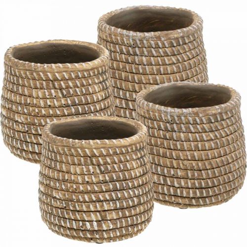 Floristik24 Pot de fleur Boho look tressé pot céramique Ø6cm H7.5cm 4pcs