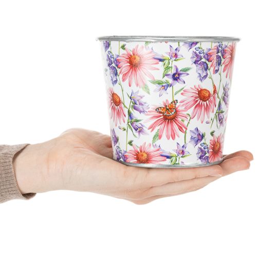 Article Pot de fleurs, décoration printanière, jardinière, métal, Ø12cm, H10.5cm