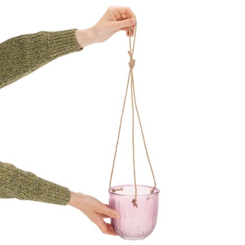 Pot de fleurs/lanterne suspendue en verre, violet/vert, 14 cm, lot de 2 | Floristik24.fr