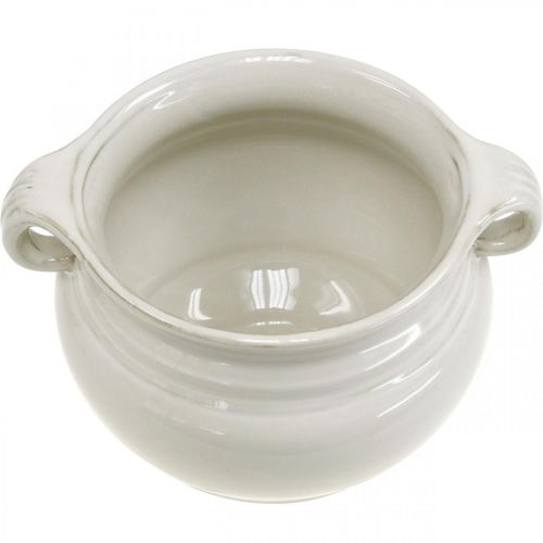 Article Pot de Fleurs avec Anse Jardinière Pot de Fleurs en Céramique Blanc Ø14cm