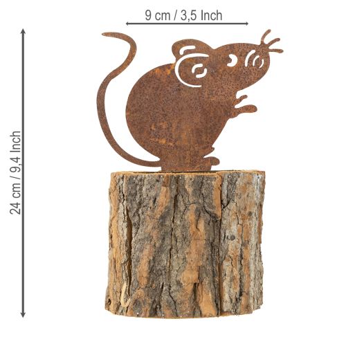 Article Pot de fleurs en bois écorce et rouille souris H24cm