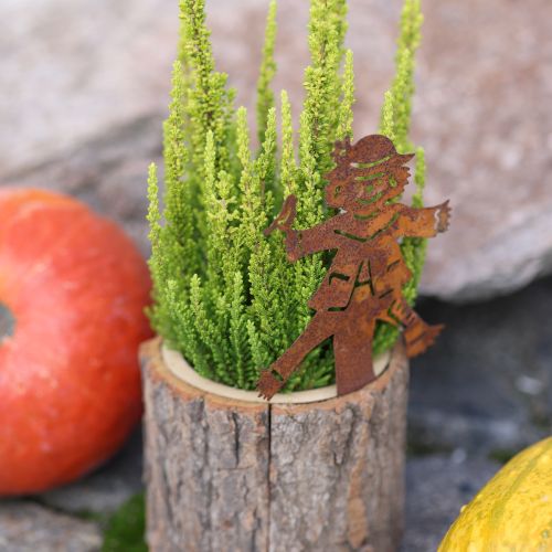 Article Pot de fleurs en bois épouvantail rouille H24,5cm
