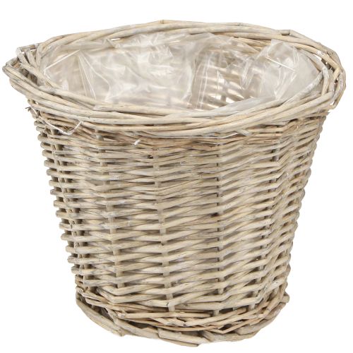 Pot de fleur panier saule naturel gris blanc Ø20cm H16cm 2pcs