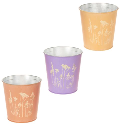 Pot de fleurs rond aux couleurs pastel, orné de motifs floraux, pour plantes d'intérieur, 12 cm, lot de 3. acheter | Floristik24.fr