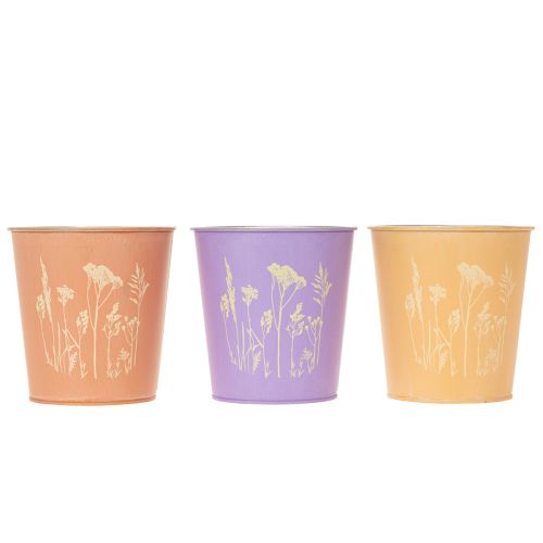 Pot de fleurs rond aux couleurs pastel, orné de motifs floraux, pour plantes d'intérieur, 12 cm, lot de 3. | Floristik24.fr