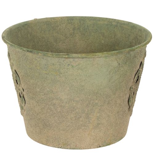 Article Pot de fleurs en métal, vert, vintage, Ø 22 cm – 13,5 cm, lot de 3