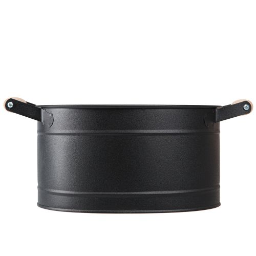 Article Pot de fleur métal manche ovale noir naturel 34x19,5x15cm