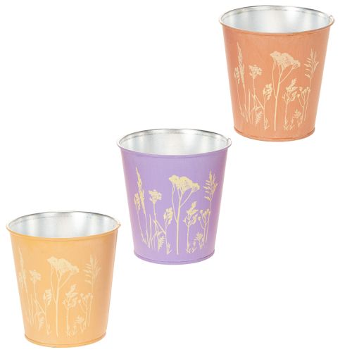 Set de 3 cache-pots en métal motif floral pastel diamètre 10 cm acheter | Floristik24.fr