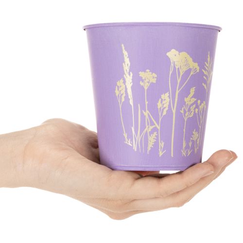 Set de 3 cache-pots en métal motif floral pastel diamètre 10 cm | Floristik24.fr