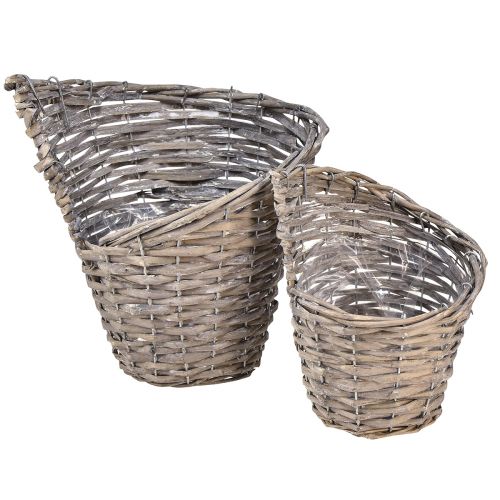 Floristik24 Pot de fleurs panier à plantes saule naturel Ø12,5cm/20cm lot de 2