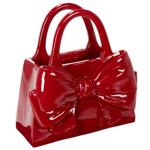 Vase décorative sac à main en polyresine rouge brillant 22 cm
