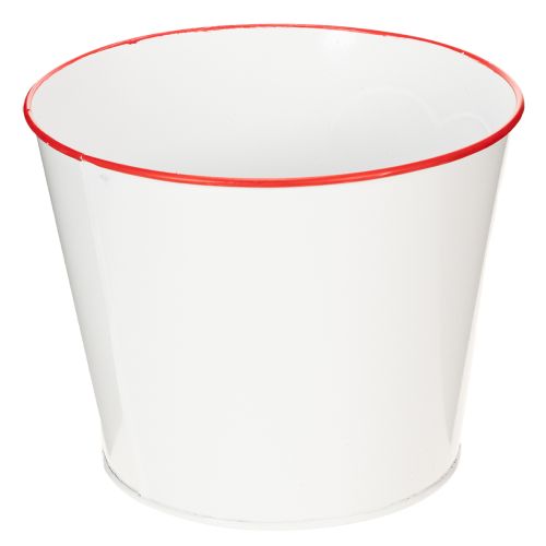 Article Pot de fleurs blanc à cœur rouge, jardinière, Ø18cm H13,5cm