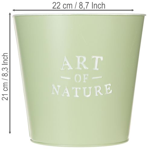 Article Pot de fleurs en zinc, jardinière en métal, vert menthe, Ø 22 cm, H 21 cm