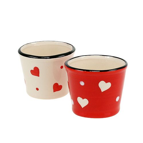 Floristik24 Pot de fleur avec coeurs rouges Ø7,5cm H6cm 12pcs