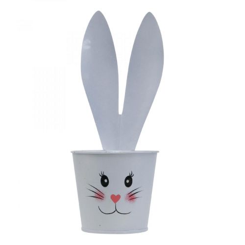 Cache-pot lapin cache-pot métal blanc décoration Pâques Ø8cm H20.5cm 4pcs