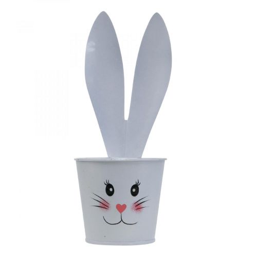 Floristik24 Cache-pot lapin cache-pot métal blanc décoration Pâques Ø8cm H20.5cm 4pcs