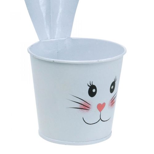 Cache-pot lapin cache-pot métal blanc décoration Pâques Ø8cm H20.5cm 4pcs