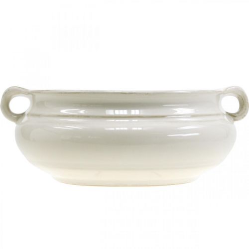 Floristik24 Pot de Fleurs avec Anse Jardinière Pot de Fleurs en Céramique Blanc Ø22cm