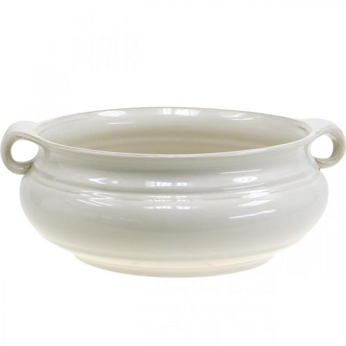 Cache-pot avec anse cache-pot en céramique blanc Ø26.5cm