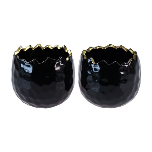 Article Pot de fleur pot aubergine en céramique noir Ø10cm H8cm 2 pcs