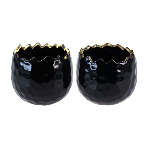 Floristik24 Pot de fleur pot aubergine céramique noir Ø10cm H8cm 2pcs