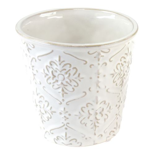 Article Pot de fleurs jardinière en céramique blanc crème beige Ø13,5cm 2pcs