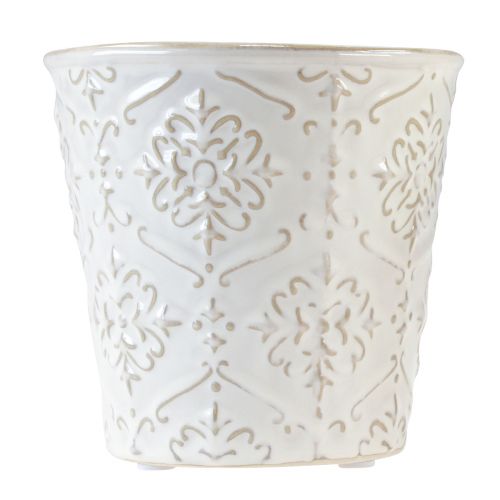 Article Pot de fleurs jardinière en céramique blanc crème beige Ø13,5cm 2 pcs