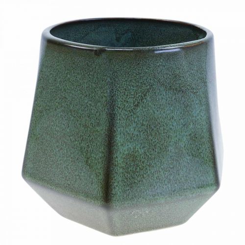 Floristik24 Cache-Pot Jardinière Céramique Vert Hexagonal Ø18cm H15cm