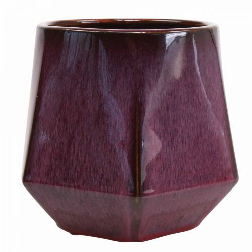 Floristik24 Pot de Fleur Jardinière Céramique Rouge Hexagonal Ø18cm H15cm